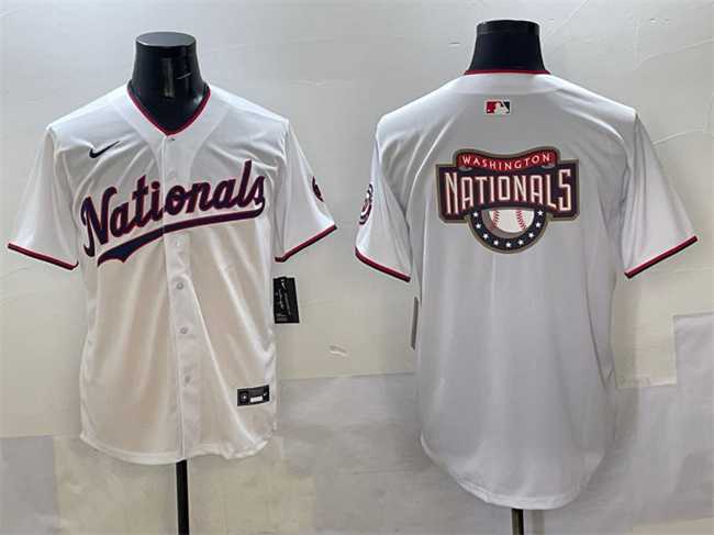 Mens Washington Nationals Team Big Logo White Limited Stitched Jersey